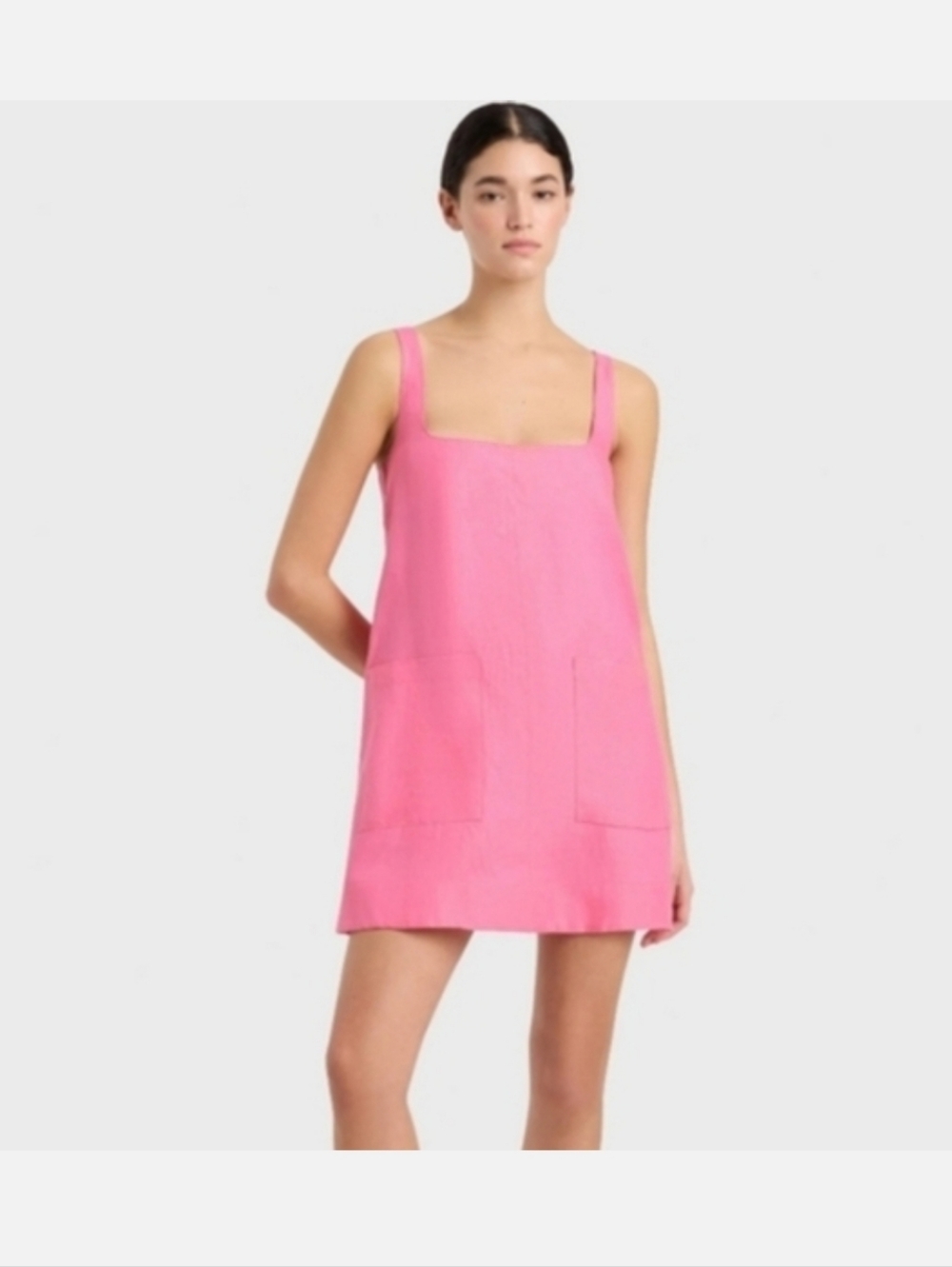 BONDI BORN DELPHI LINEN MINI DRESS IN ROSE PINK